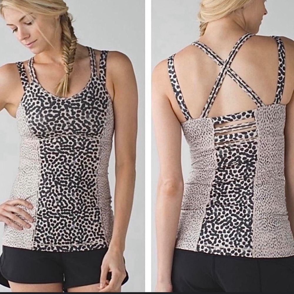 lululemon athletica Happy Strappy Leopard Tank EUC 4